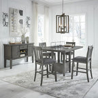 Signature Design by Ashley Hallanden Modern Farmhouse 25.75" Counter Height Upholstered Barstool, Set of 2, Dark Gray