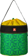 Toy Storage Organizer Basket Bag with Drawstring for Buliding Bricks, Blockets,Puzzles,Playroom Cinch Bucket Carrying Bag with Handle (Green)