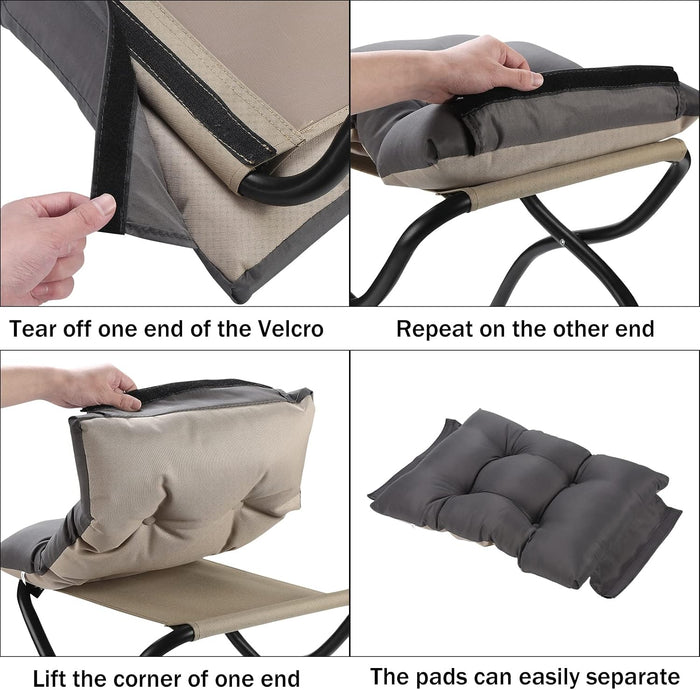 15" Upholstered Folding Foot Rest Stool with Foldable Metal Frame Dark Grey