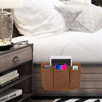 Bedside Caddy Bedside Storage Organizer Magazine Phone Tablet iPad Remote Holder, Organizer Caddy for Home College Dorm Bed, Sofa, Bunk Bed (Chocolate)
