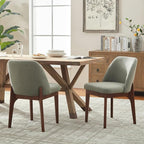 VKNOW Wooden Dining Chairs Set of 2, Upholstered Dining Room Chairs with Rubberwood Legs and Padded Seats, Kitchen Chairs for Restaurant Kitchen Living Room, Green