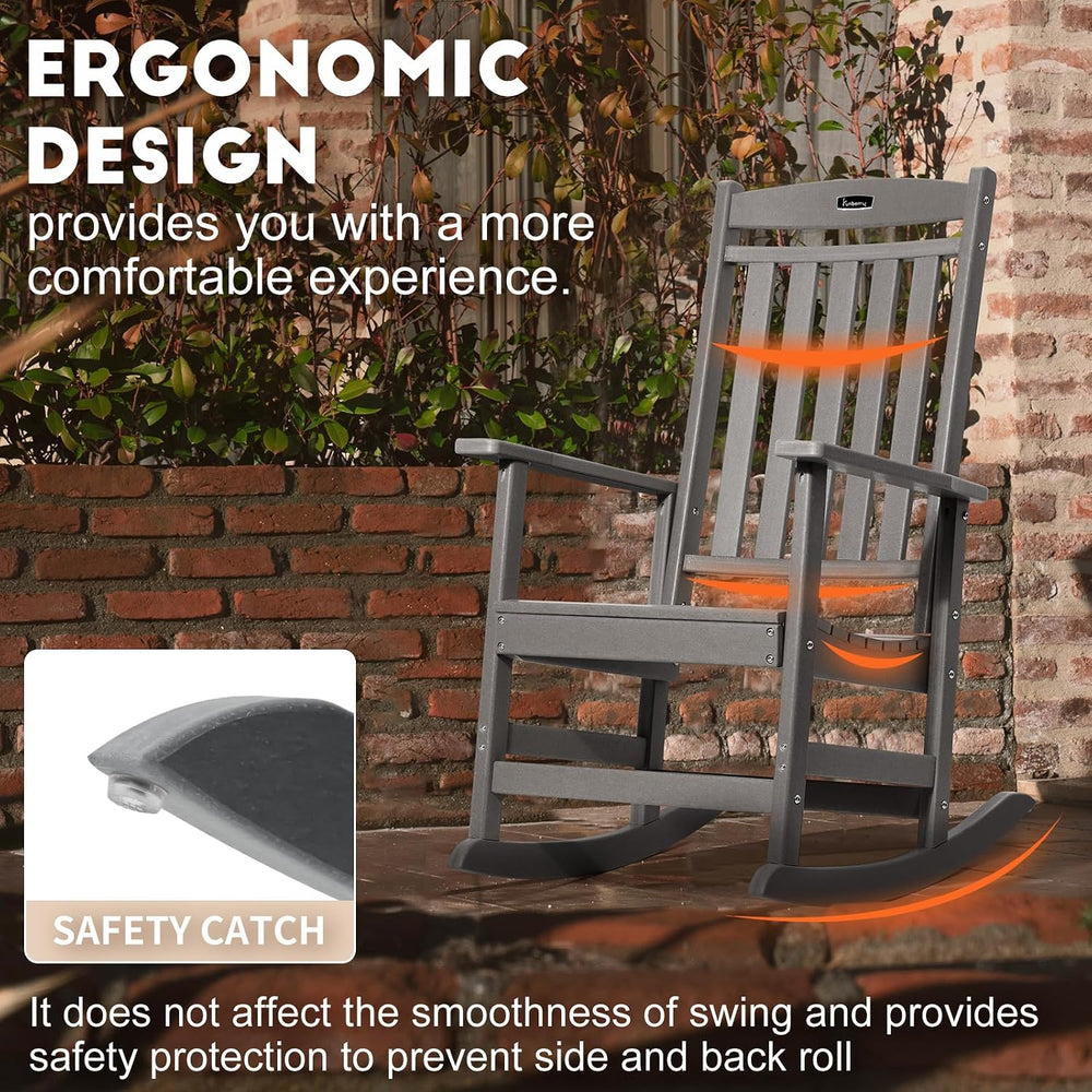 FUNBERRY Oversized Outdoor Rocking Chair, Poly Lumber Rocker, Patio Rockers |...