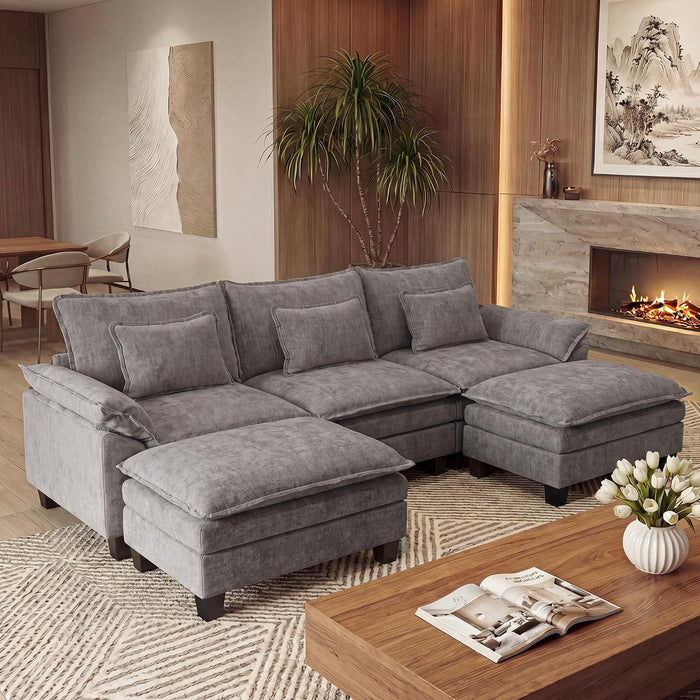 URRED Oversized Modular Sectional Sofa，Gray：122" U Shaped