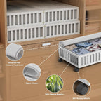 Bamboo Under Bed Storage Containers with Wheels, 2 Pack Large Under the Bed Shoe Storage Bins, Wood Rolling Underbed Drawers Organizer for Bedroom Closet Clothes Blanket Under Crib Toy White
