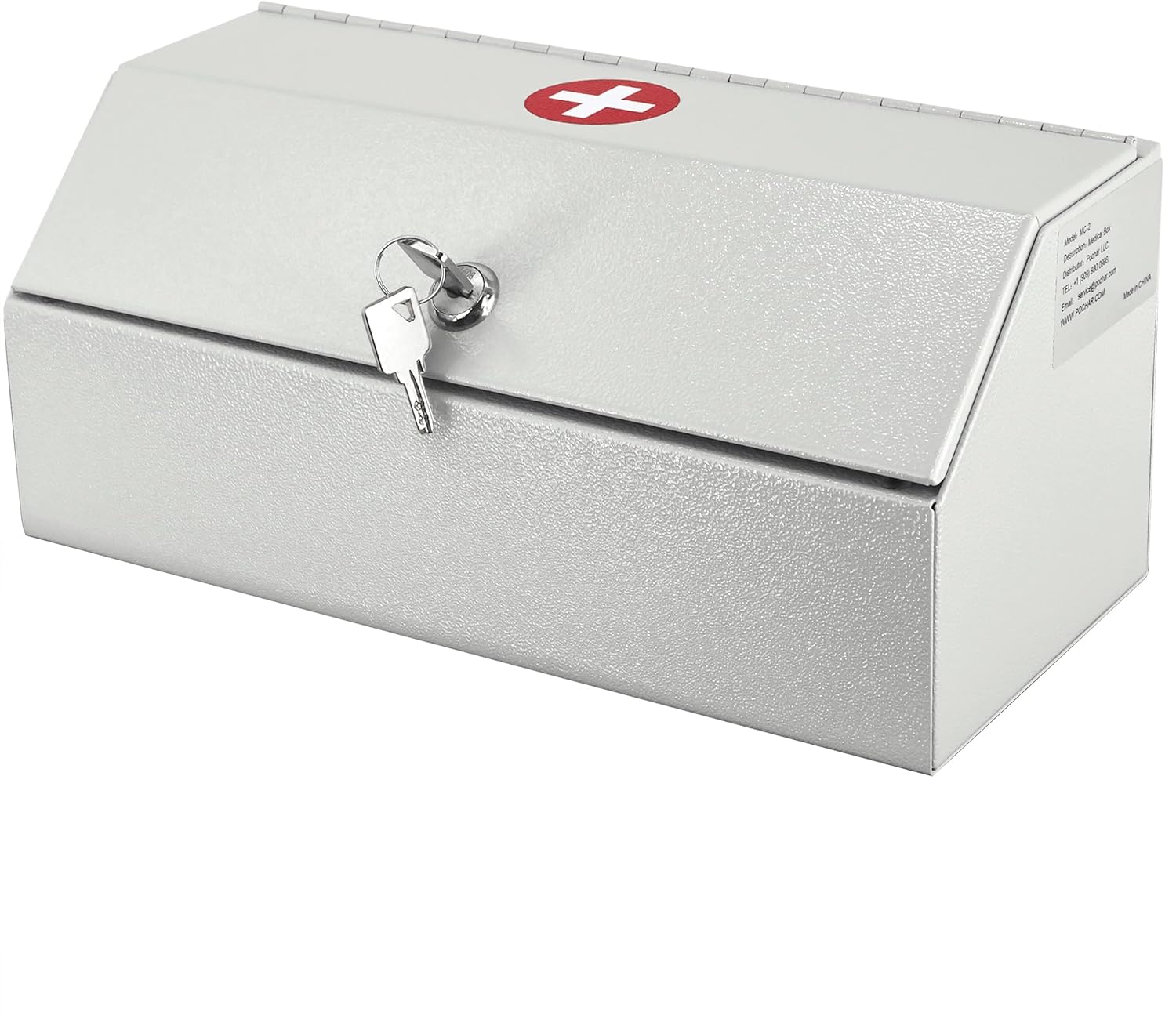 POCHAR Locking Medicine Box - Wall Mount Medicine Lock Box for Prescription Safe Storage - Steel First Aid Medicine Cabinet with Lock - Child-Proof Medication Secure Box for Home, School, Office