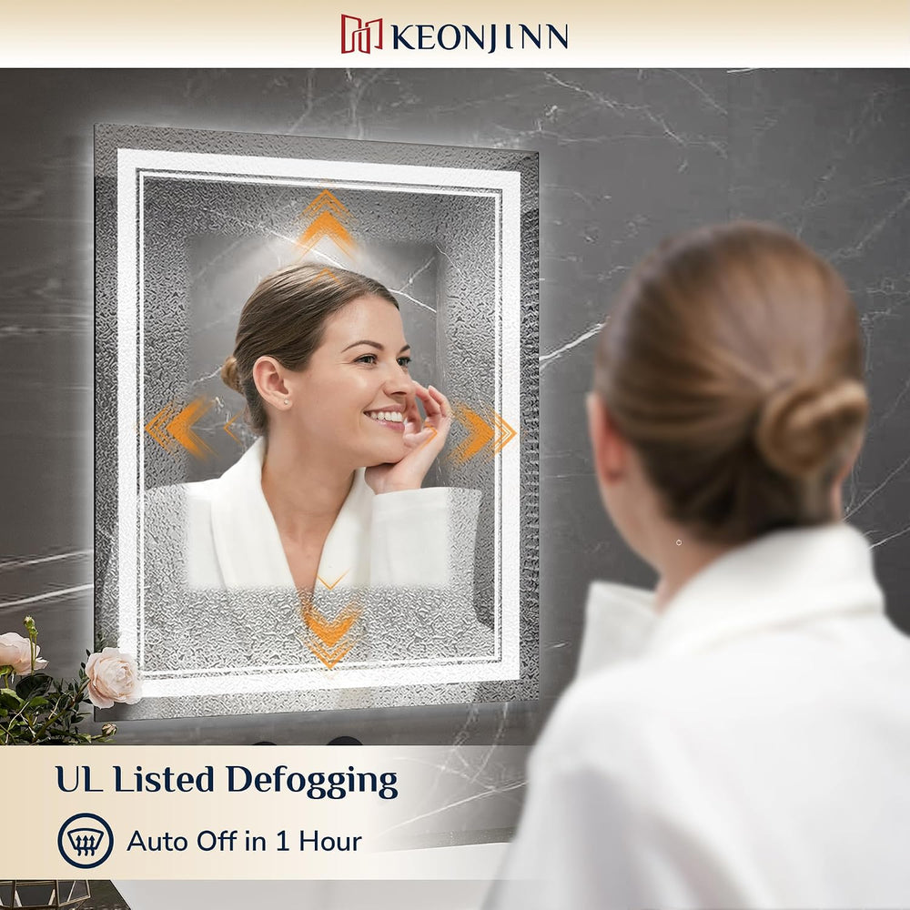 Keonjinn 24" x 30" LED Bathroom Mirror with Lights, Frontlit & ...