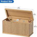 Akxomel 37.4" Fluted Storage Chest Wooden Storage Trunk 2 Safety Hinges Oak | Storage Chest with 2 Safety Hinges & Lift Top, Wooden Box Bench with Curved Profile, for Living Room, Entryway, Bedroom