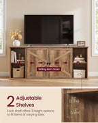 VASAGLE Farmhouse TV Stand for TVs up to 65 Inches, Entertainment Center with Storage Cabinets and Sliding Barn Doors, Media Console Table for Living Room, Honey Brown ULTV535K101