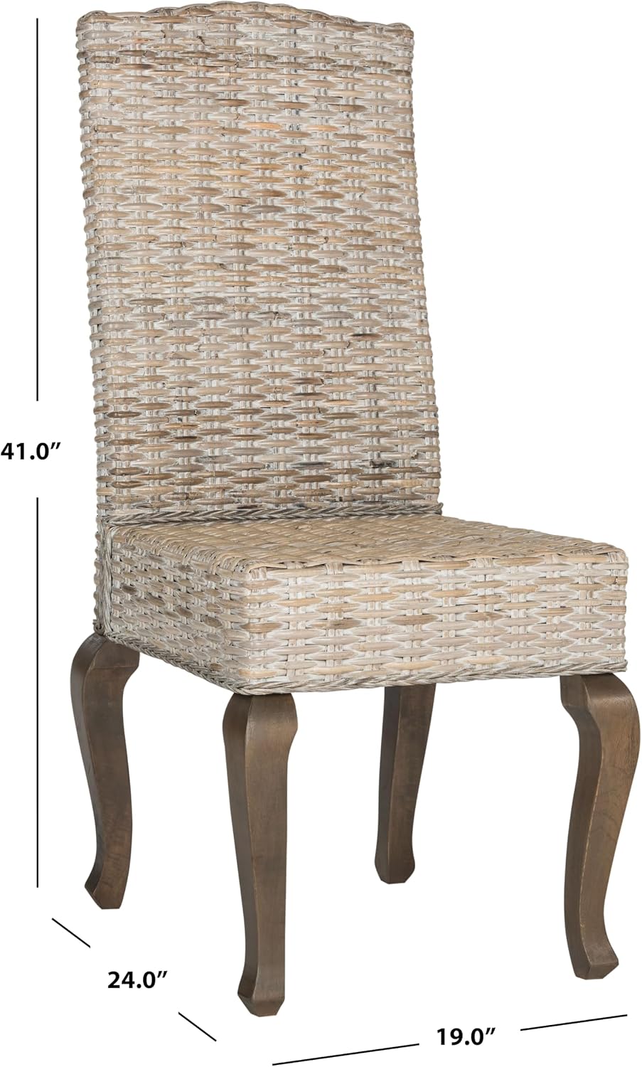SAFAVIEH Milos Wood Dining Chair Set of 2, 18" Seat White Washed SEA8018B
