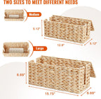 Posprica Cable Management Box with Lid, 2 Pack Handwoven Faux Ratten Cord Hider Organizer Boxes, 2 Side Open Slots Storage Box to Hide Cords and Power Strip for Desk, Floor, Office