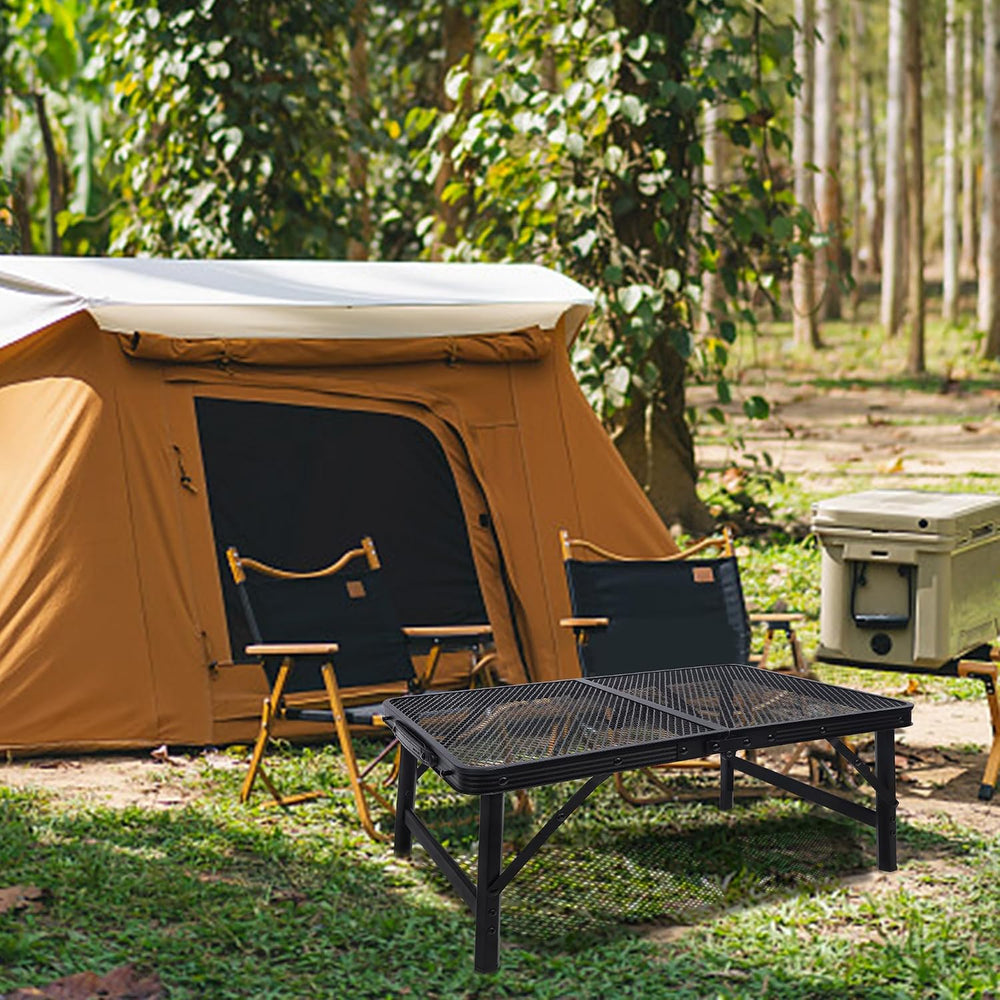 FORUP Small Folding Table, Camping Table with Mesh Desktop, Portable Picnic T...