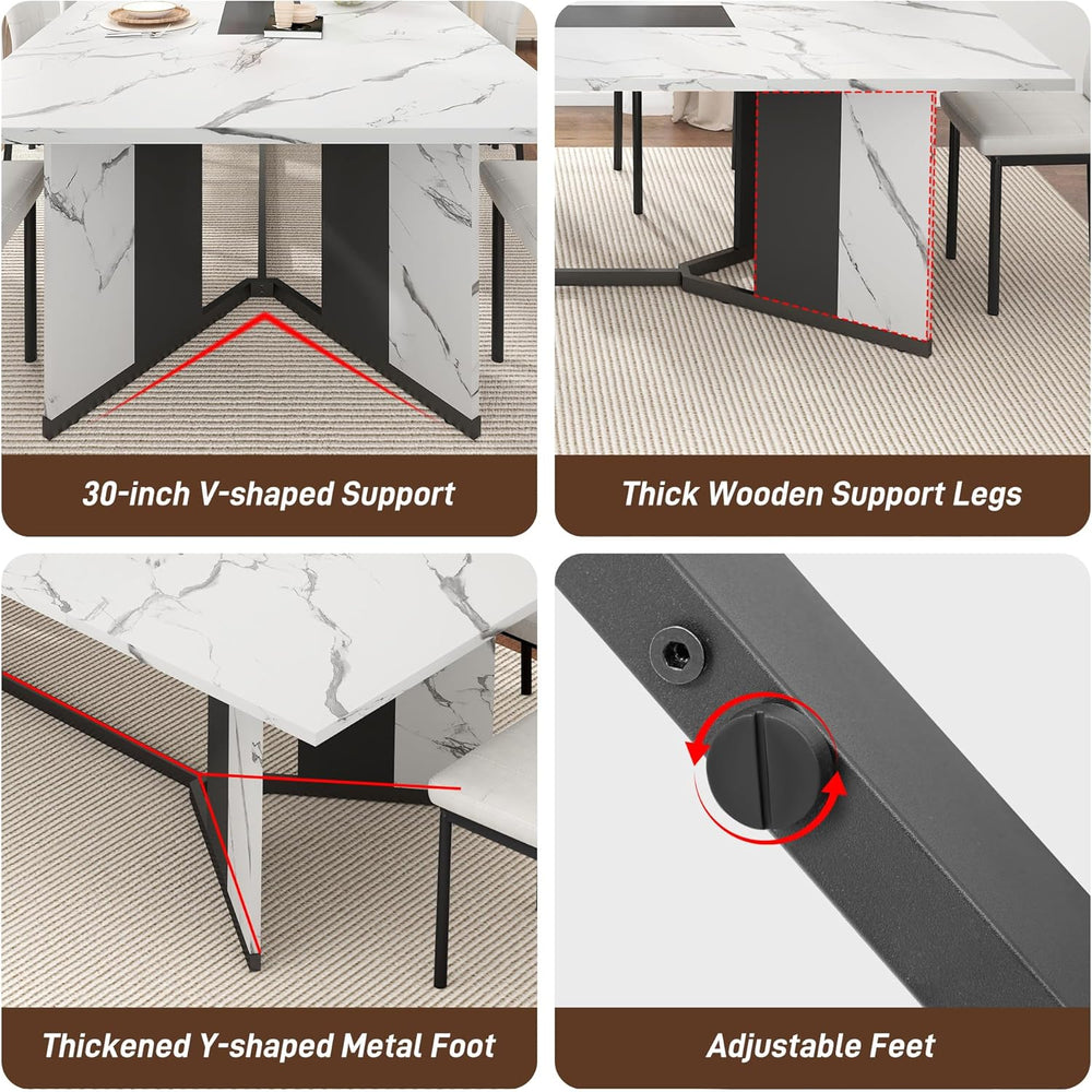 chartustriable Dining Table for 8-10 People,94" Large Modern Kitchen Tab...