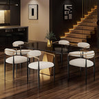 Morden Fort Modern Dining Chairs Set of 6, Upholstered Boucle Dining Chairs with Gold Armrest and Black Metal Legs, Accent Chairs for Kitchen, Living Room and Lounge