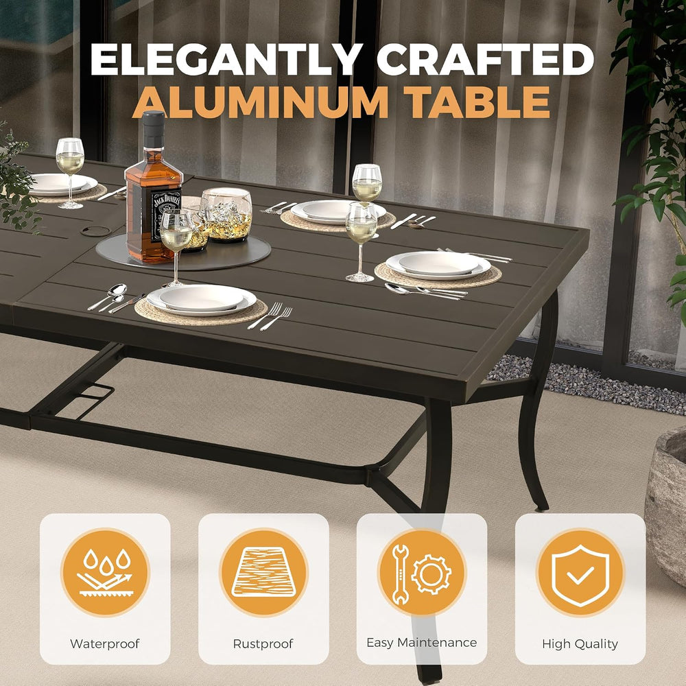 HAPPATIO Aluminum 9 Piece Patio Dining Set - Aluminum Outdoor Dining Set for ...