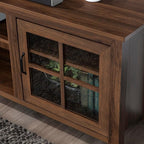 Walker Edison Portsmouth Classic 2 Glass Door TV Stand for TVs up to 80 Inches, 70 Inch, Dark Walnut