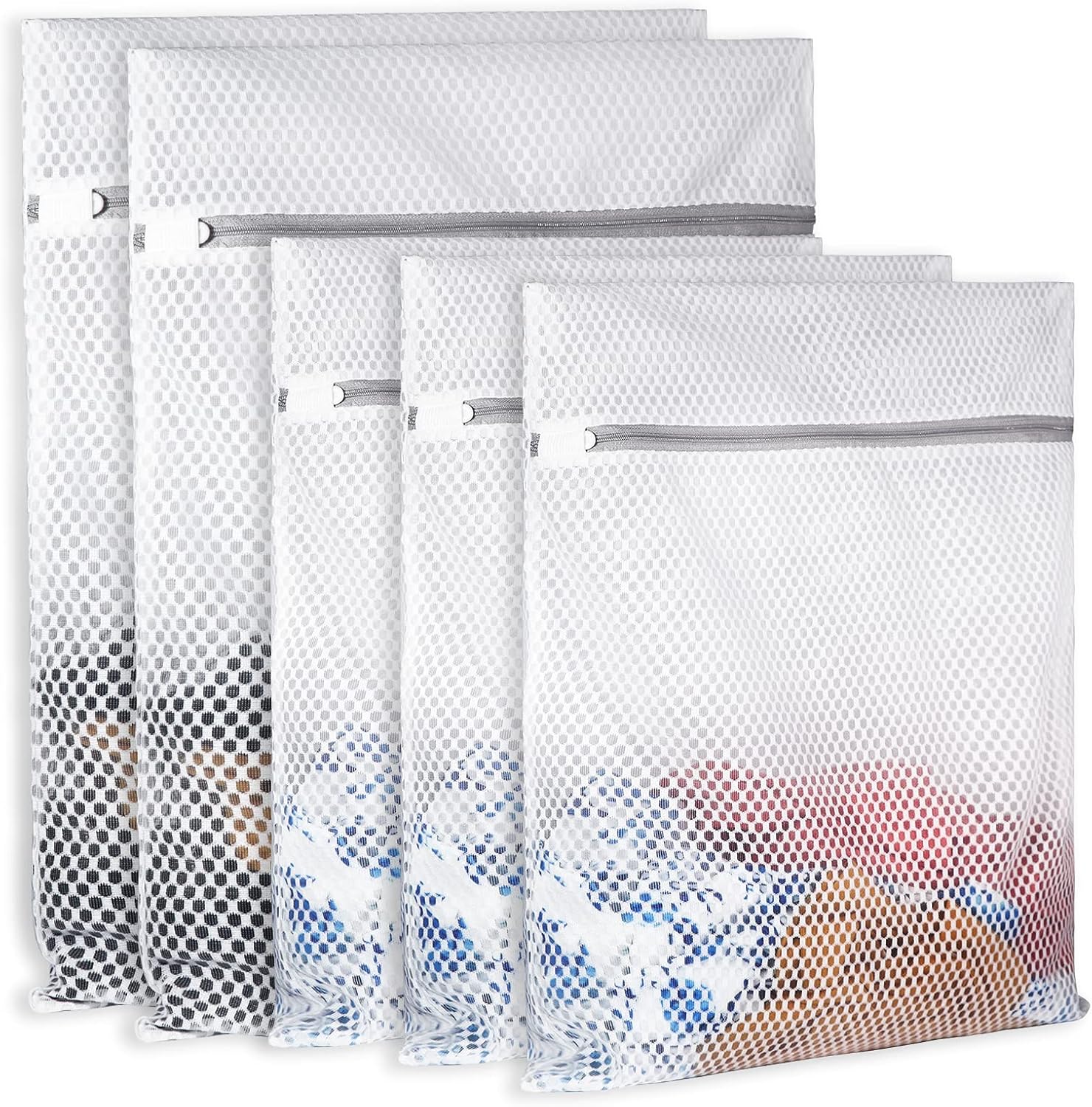 Extra Large Honeycomb Mesh Laundry Bag125gsm Net Fabric Durable and Reusable Delicate Wash Bag,Travel Organization Bag for Lingerie,Clothes,Jeans,Bath Towel,Sock (2Large, 3Medium)