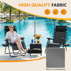 Zero Gravity Chairs Set of 2, Outdoor Lounge Chairs, Black | Folding Reclining Patio Lawn Chairs with Mesh Back, Adjustable Pillows and Cup Holder Trays, for Pool, Beach, Camping