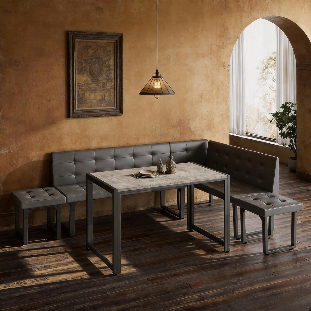 Brafab Corner Dining Table Set, 70 Inch Breakfast Nook Table Set with Upholst...