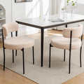 Boucle Dining Chairs Set of 2, Mid Century Modern Dining Room Chairs with Metal Legs, Upholstered Kitchen Chairs for Dining Room, Kitchen (Beige)