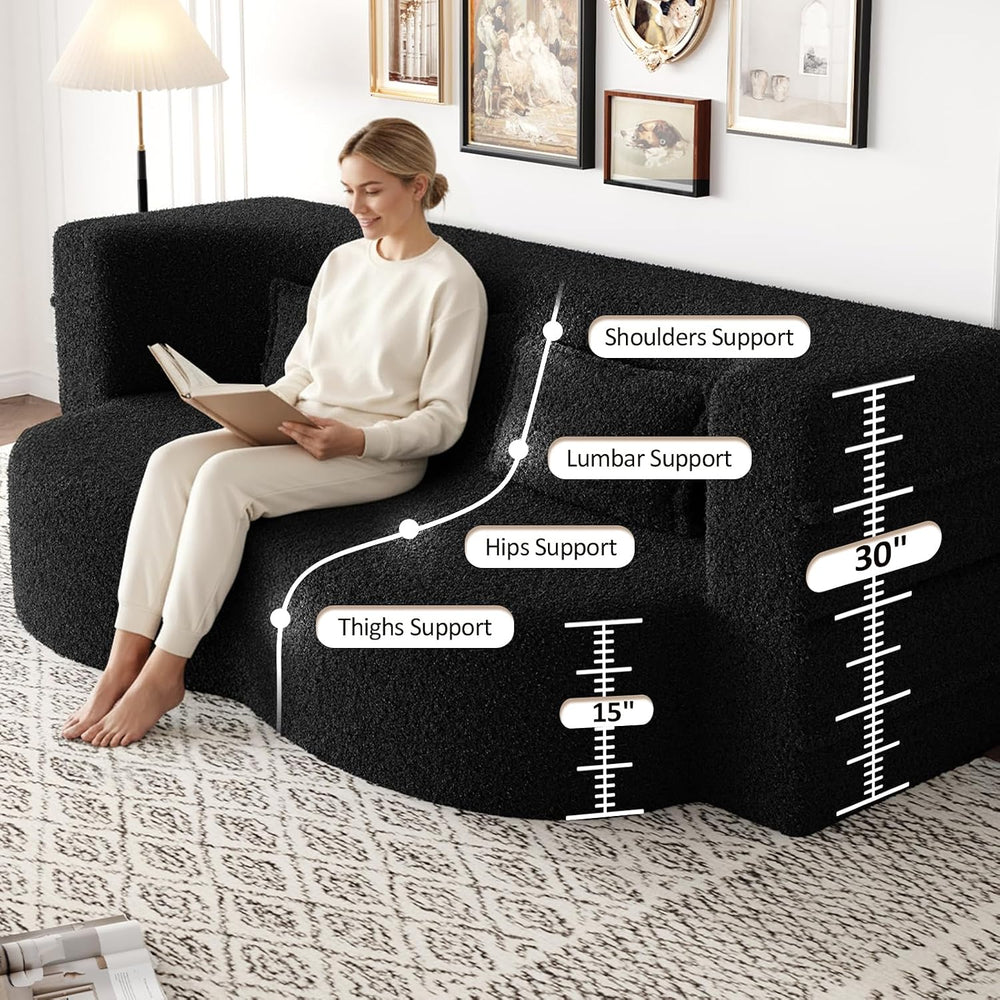 CAPCAEK Folding Sofa Bed,15" Full Size Couch for Living Room, Teddy Fabr...