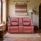 Recliner Sofa Set Couches for Living Room Chair Semi PU Fabric Living Room Furniture Sets, Adjusted Loveseat Reclining Couch Furniture Sofa Set for Theater Seating, Red