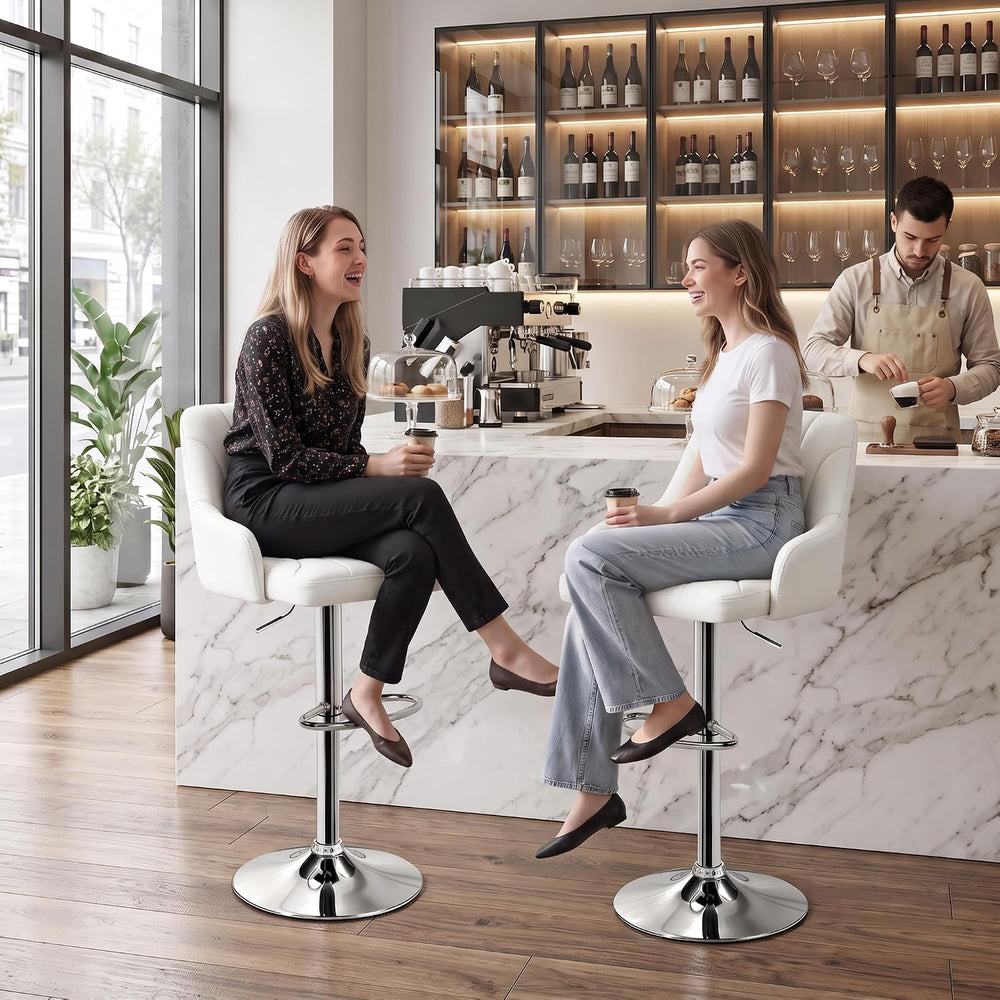 VECELO Bar Stools Set of 2, Adjustable Barstools, Counter Height Stools with ...