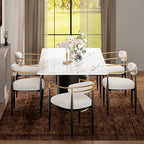 Morden Fort Modern Dining Chairs Set of 2, Upholstered Boucle Dining Chairs with Gold Arms and Black Metal Legs for Kitchen, Living Room and Apartment
