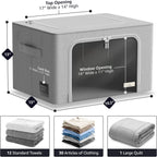 Sorbus Storage Bins with Metal Frame - Stackable & Foldable Clothes Organizer Bags - Oxford Fabric Storage Containers with Large Clear Window & Carry Handles Organization for Bedding Linen & Clothing