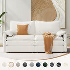 Vesgantti 74" Loveseat Sofa for Living Room, Comfy Cloud Couch Deep Seat Chenille Modern 2 Seater Small Sofa with Armrest Pillow, Easy Assembly for Small Spaces, Snow White