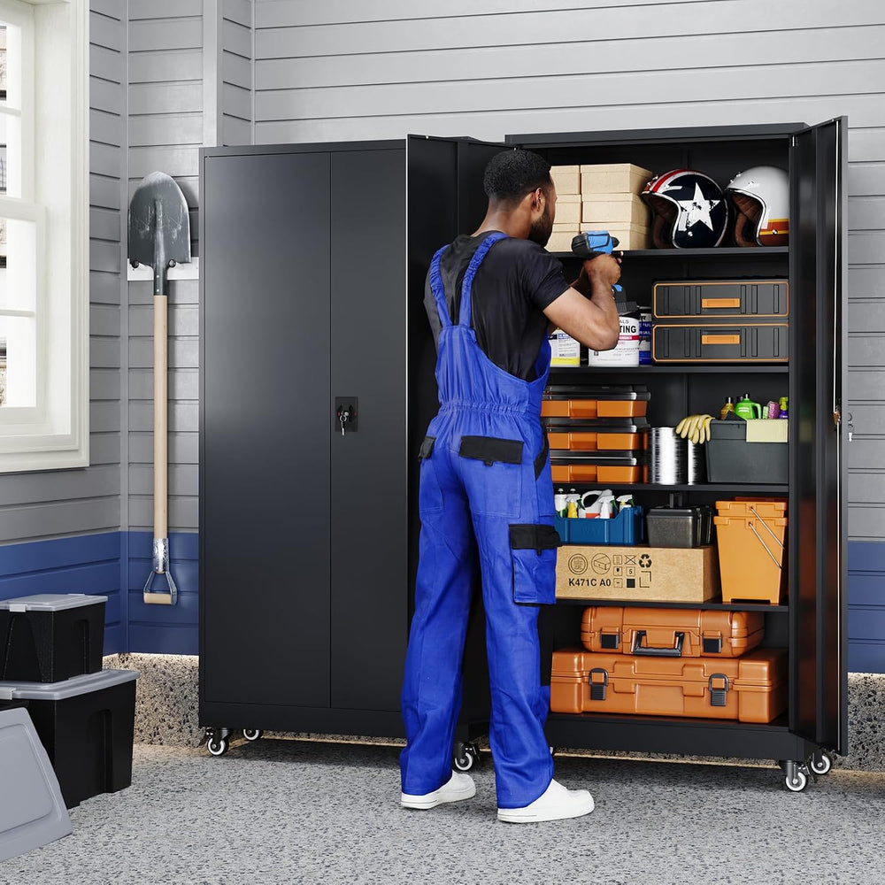 Yizosh Metal Garage Storage Cabinet with Locking Doors and Adjustable Shelves...