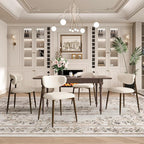 Dining Chairs Set of 4, Curved Back Kitchen Room Chairs with Metal Legs and Anti Slip Pads, Upholstered Dining Chair for Home and Restaurant, Beige