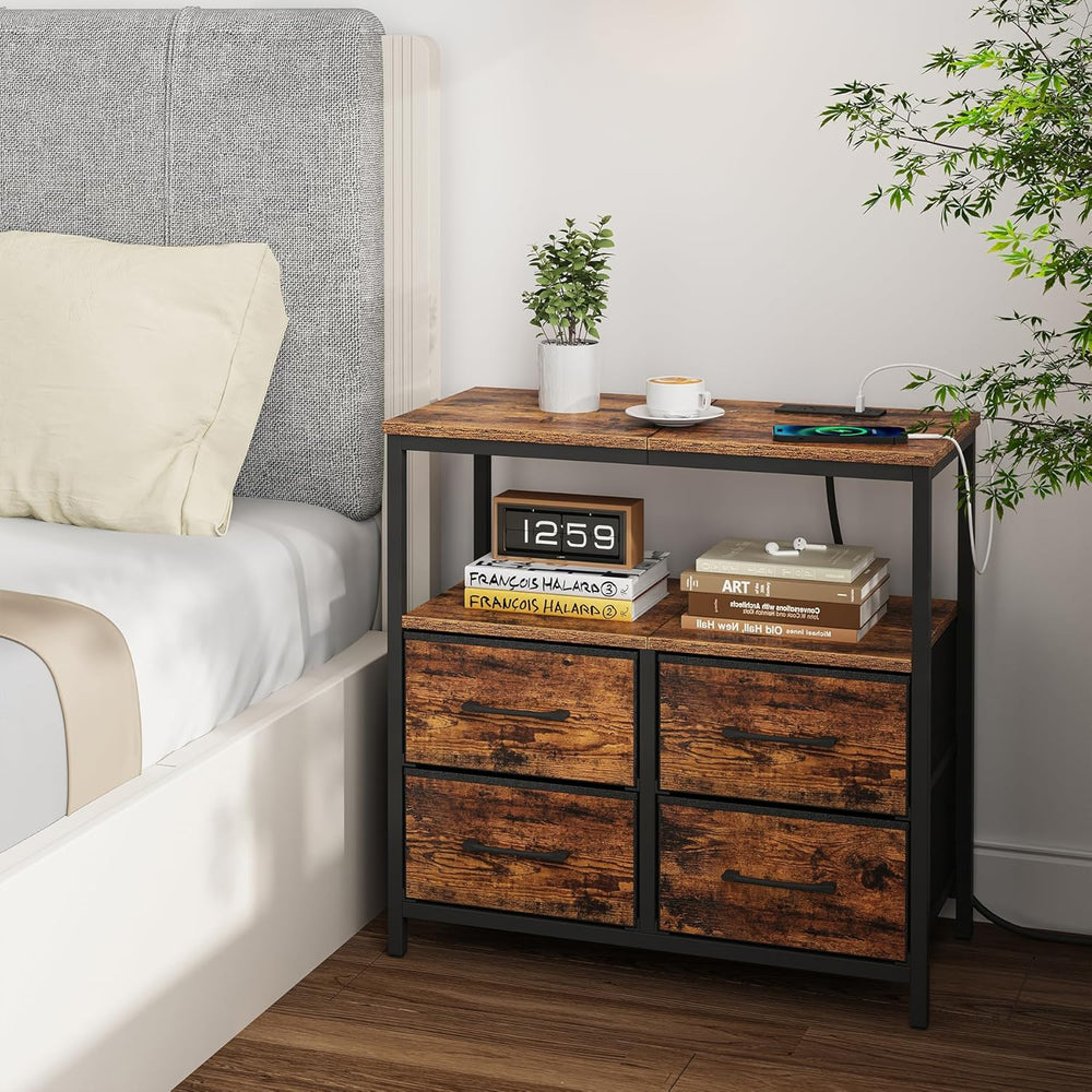 TUTOTAK Large Night Stand with Charging Station, Nightstand with USB and Type...