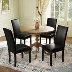 LSSPAID Dining Chairs Set of 4, PU Leather Upholstered Dining Room Chairs with Nailhead Trim and Solid Wood Legs for Home and Kitchen, Black