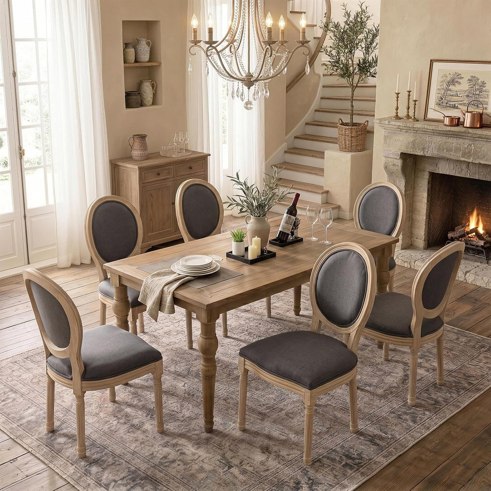 SoarFlash French Dining Chairs Set of 6, Vantage Dining Chair with Round Back...
