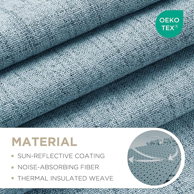 Joydeco Blackout Curtains for Bedroom - 100% Light Blocking 2 Panels Sky Blue Drapes 66" W x 108" L, Thermal Insulated Room Darkening Curtains, Linen Textured for Living Room, Rod Pocket & Back Tabs