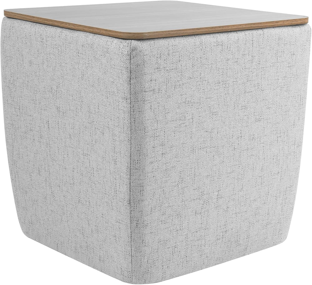 HomePop Home Decor Storage Ottoman with Wood Top|Upholstered Modern Square St...
