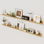 Axeman Oak Floating Shelves | 48 Inch Picture Ledge Shelf Set of 2 | Rustic Oak Picture Shelf for Wall with Ledge | Floating Shelves with Lip | Photo Ledge Shelves