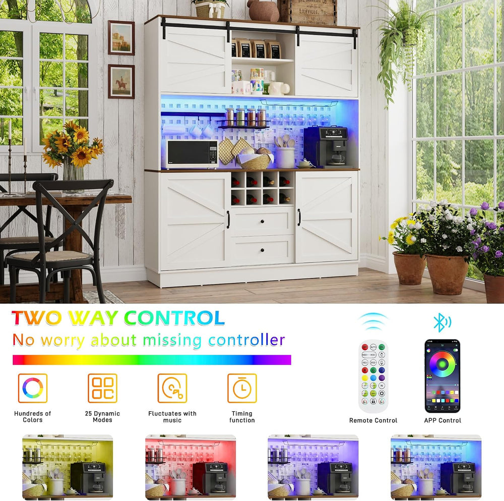 75”Tall 63"W Extra Large Farmhouse Kitchen Storage Pantry Hutch Cabinet ...