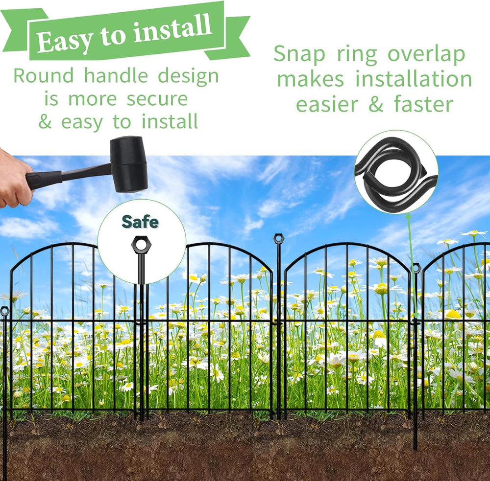 Decorative Garden Fence 17in(H)x13in(W), 26 Pack Rustproof Metal No Dig Fence...