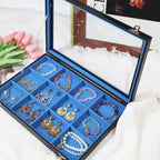 Stratalife Jewelry Organizer Bracelet Earring Holder Organizer Jewelry Drawer Storage Anti Tarnish Bangle Ring Holder Box for Women 12 Grid (Blue Black)