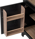 Modern 71" Tall Arched Kitchen Pantry with Door Shelves,Storage Cabinets with Open & Adjustable Shelves,Hidden Drawer & Glass Door,for Kitchens Dining Room (Black#Glass)