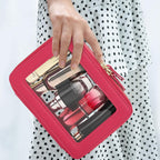 Aveniee Clear Makeup Bag Organizer,Travel Toiletry Bag for Women,Waterproof Cosmetic Pouch with Zippers,Car Accessories Organizers and Storage Case,Hotpink
