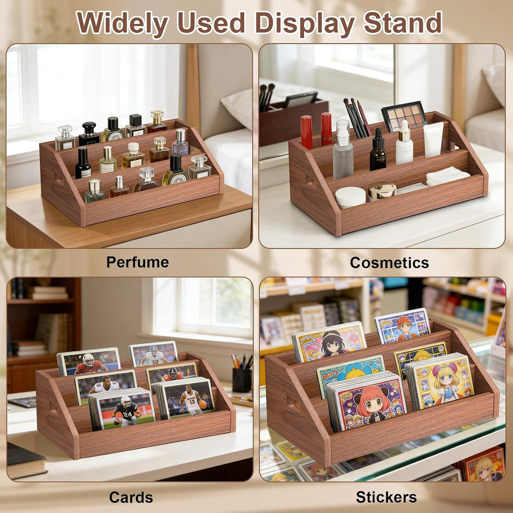3 Tier CD Holder,Wood CD Storage Rack,CD/DVD Display Stand | Holds 24 Jewel Cases,CD Organizer with Handles for CD DVD Cassettes Tapes,Rustic Brown for Home Office & Music Lovers