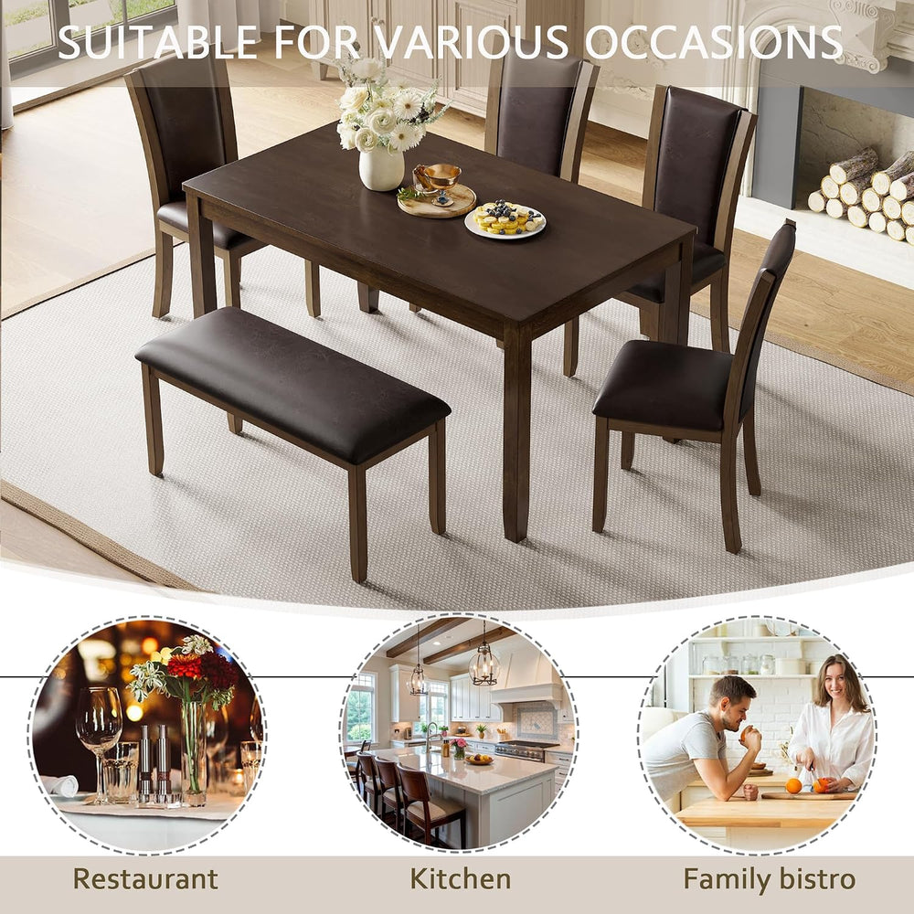 LUMISOL Farmhouse Dining Table Set for 6, Solid Wood Kitchen Table Set with 4...