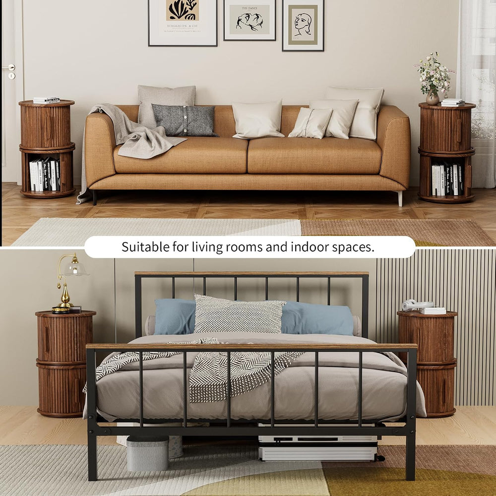 KEIKI 2-Piece Round Nesting Coffee Table Set, Coffee Table with Storage | Wal...