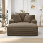 Oversized Chaise Lounge Chair Indoor,50" W Upholstered Corduroy Sofa with 3 Pillows,Comfy Fluffy Cloud Couch,Modern Deep Seat Sofa,Single Sleeper Sofa Chair for Livingroom,Bedroom,No Assembly(Brown)