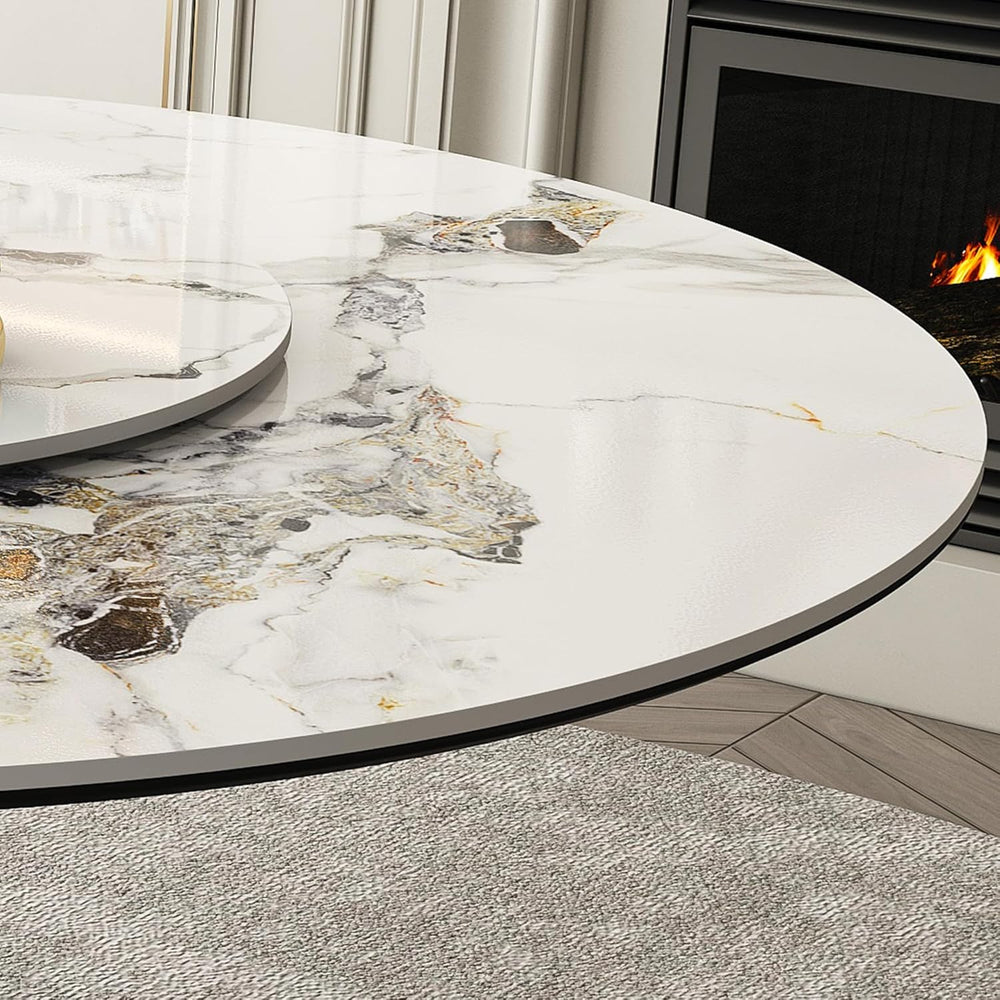 Montary 59” Modern Round Dining Table for 6-8, Artificial Marble Dining Room ...
