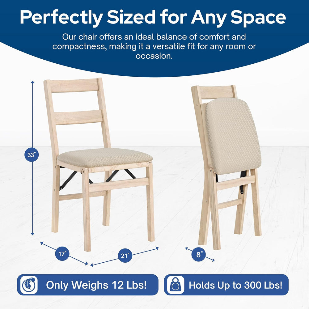 Stakmore Classic Solid Wood Folding Dining Chairs, Unfinished, Set of 2