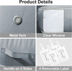 Comforter Storage Bag - Large Capacity Blanket Storage Bags 3-Layer Ultra Space Saving Self Compression Organizer, Washable Compression Bags for Storage Comforter Blanket, 4-Pack, Grey
