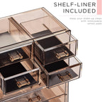 Sorbus Acrylic Makeup Organizer Set, 7-Drawer Vanity & Countertop Cosmetic Storage with Small & Wide Compartments, Bronze Glow Makeup Storage for Brushes, Jewelry – Holiday Gift for Women & Teens
